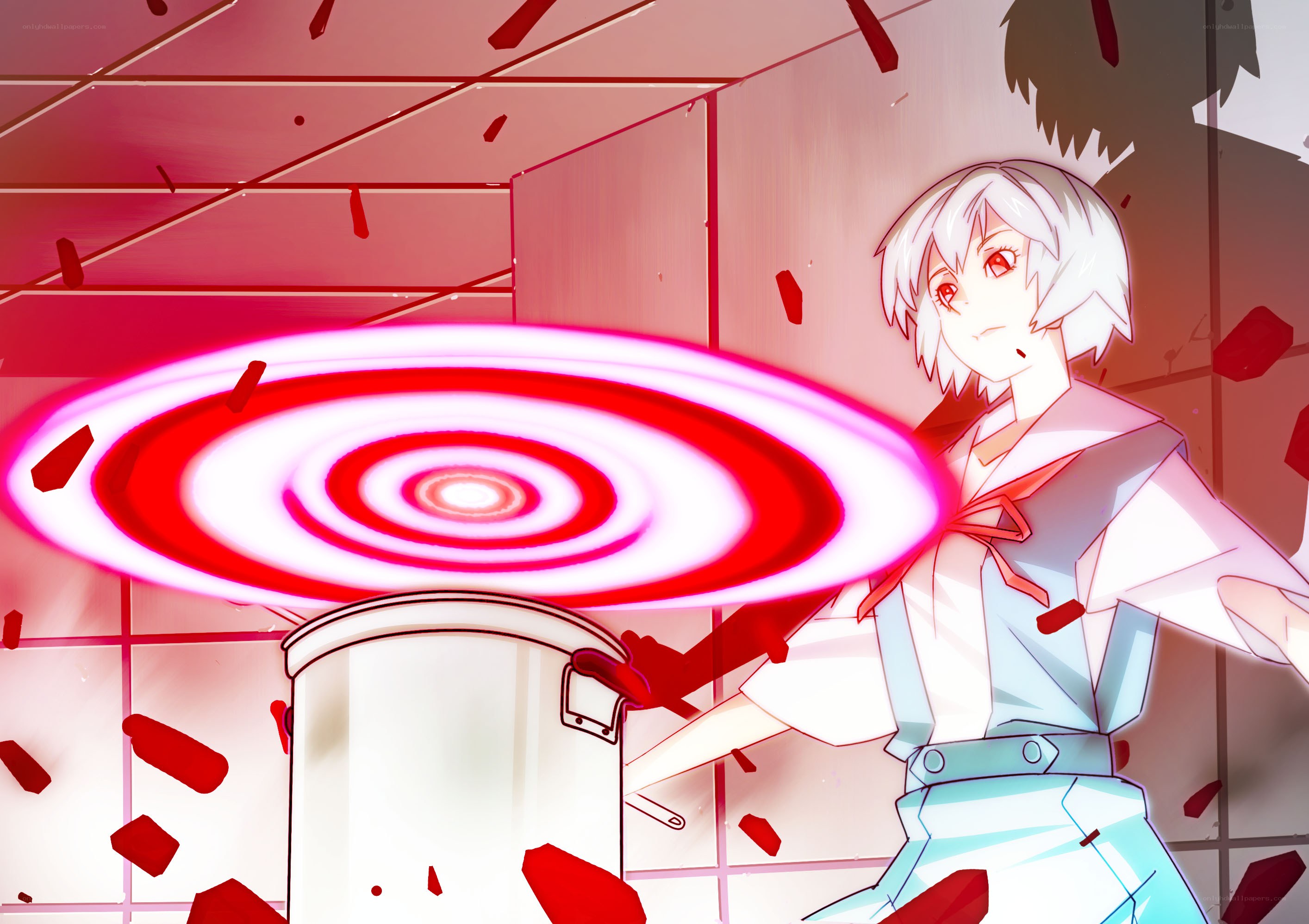 Anime character with red energy shield