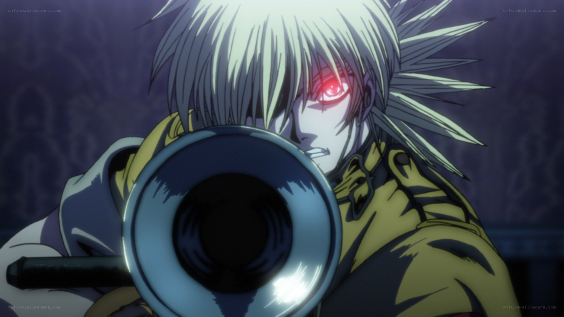 anime character with red eye