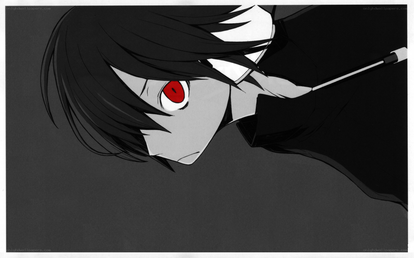anime character with red eye