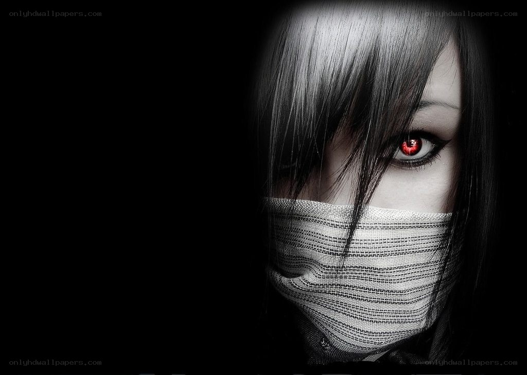 anime character with red eye