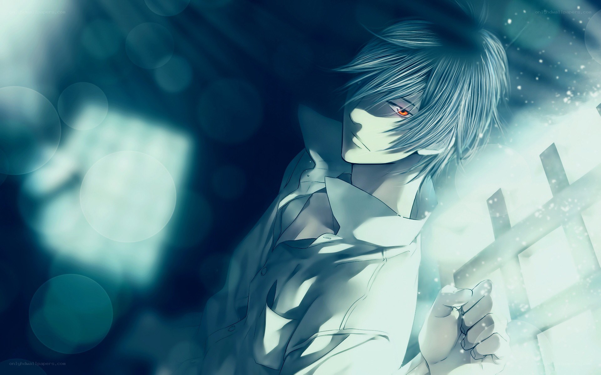 anime character with red eye
