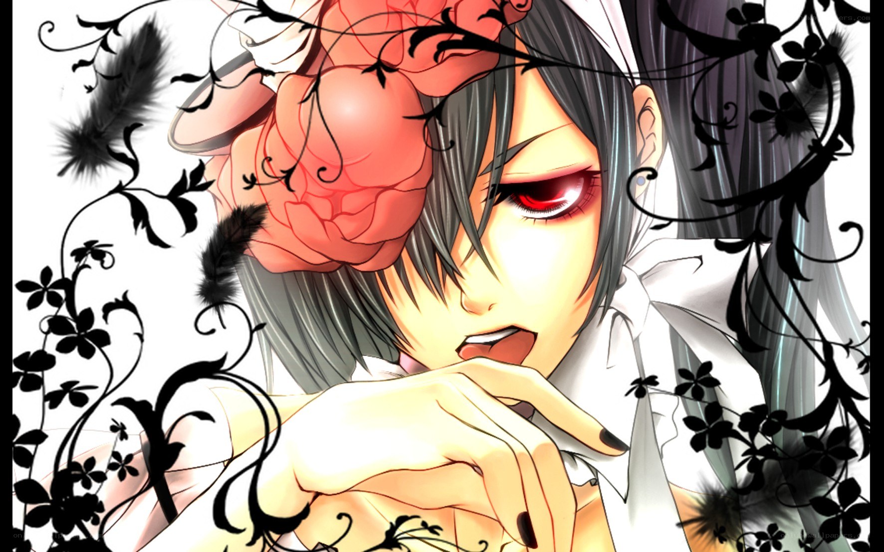 anime character with red eye