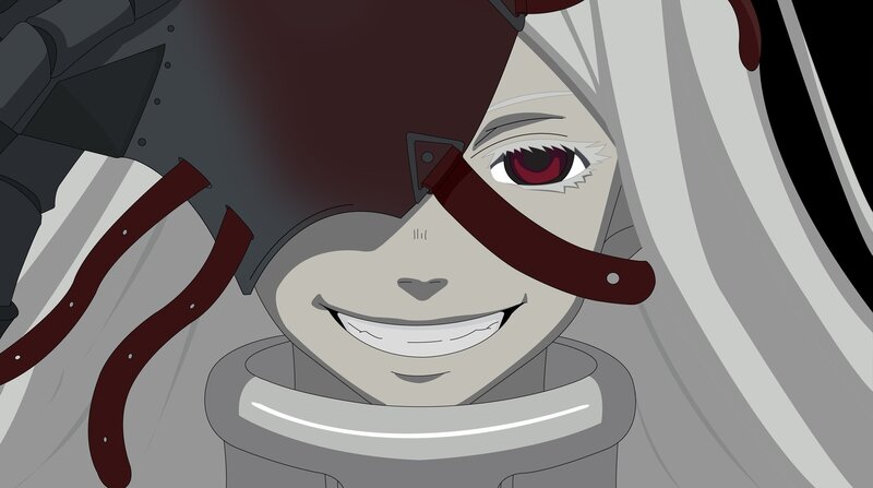 anime character with red eye