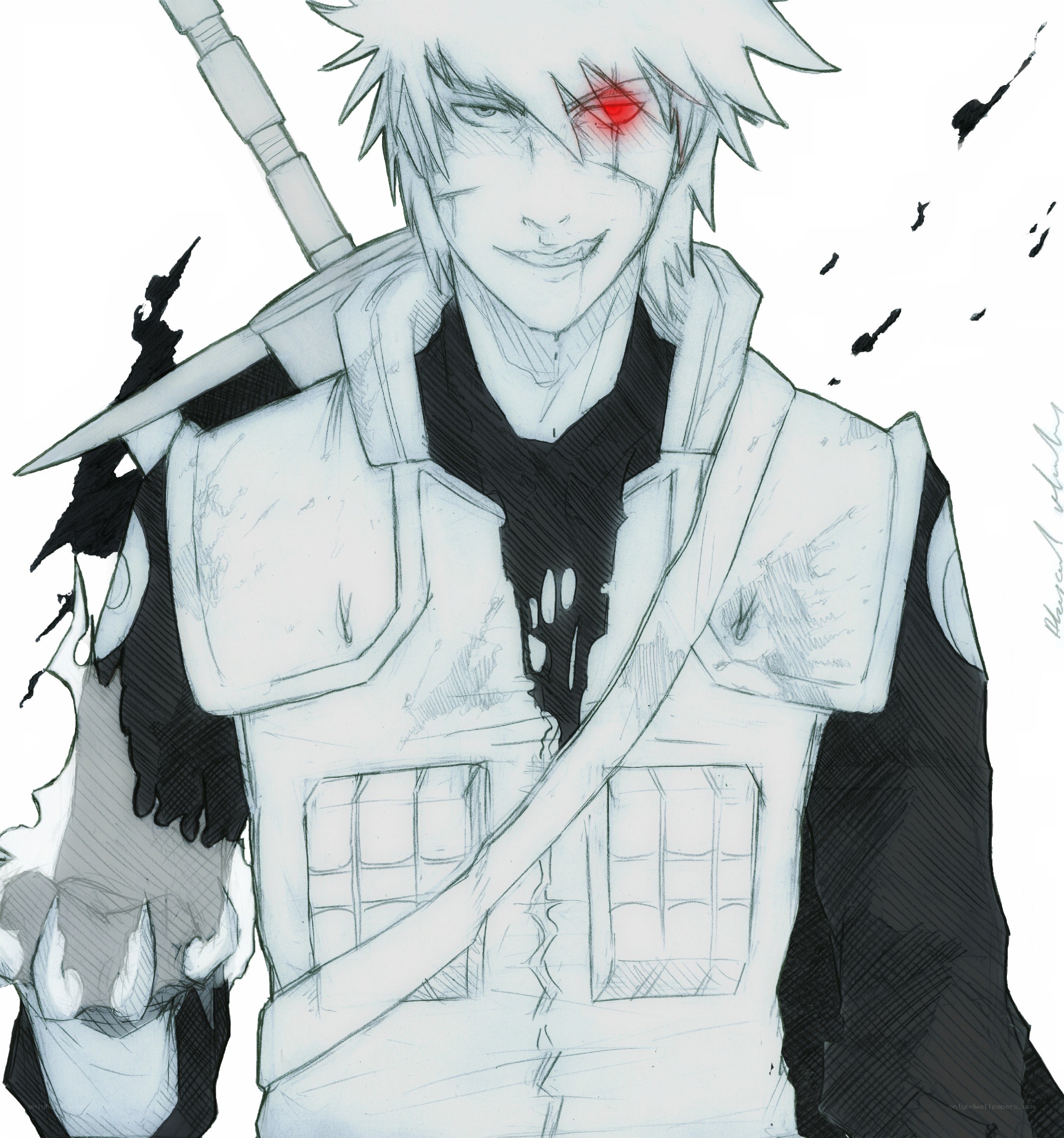 anime character with red eye