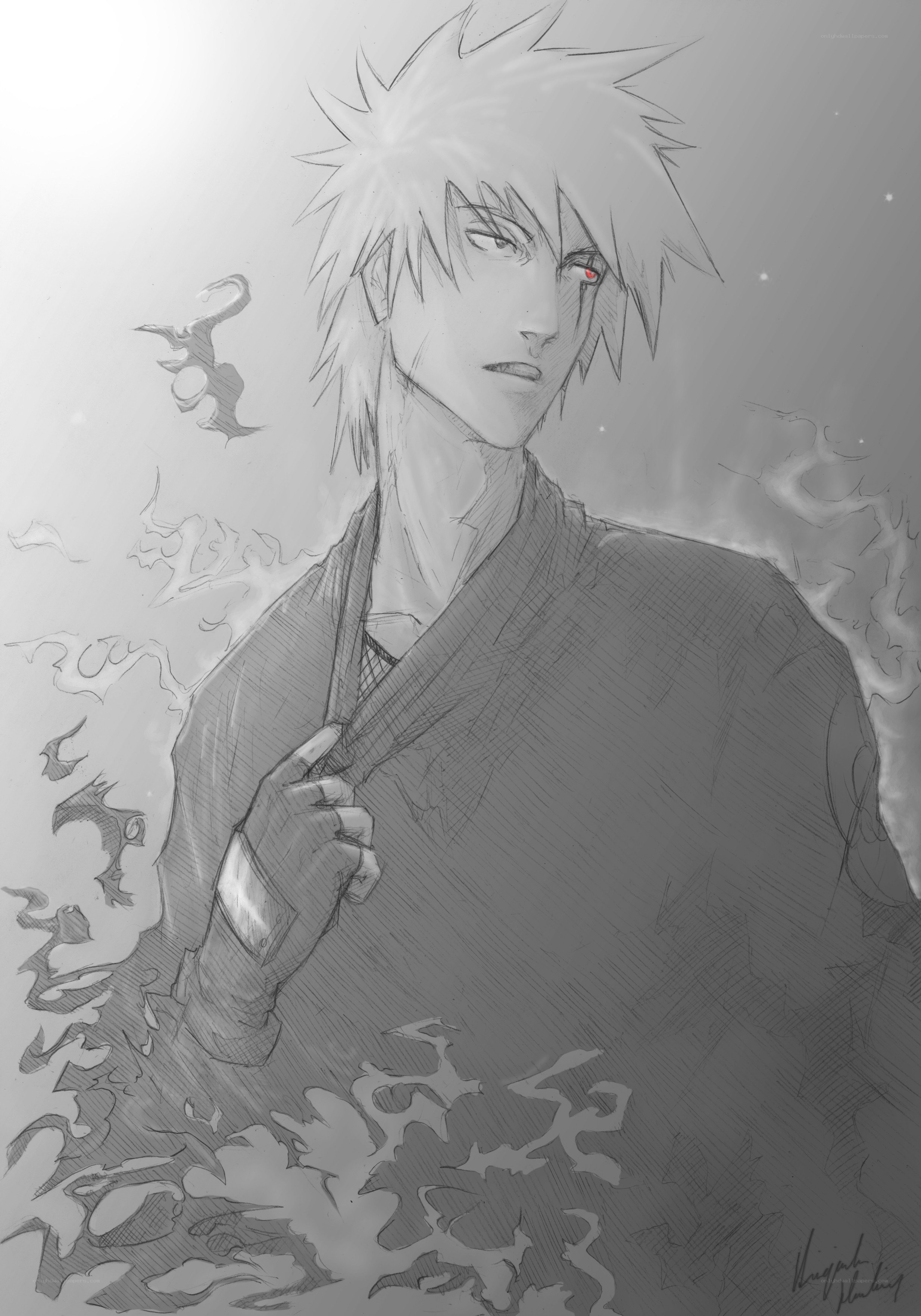 anime character with red eye