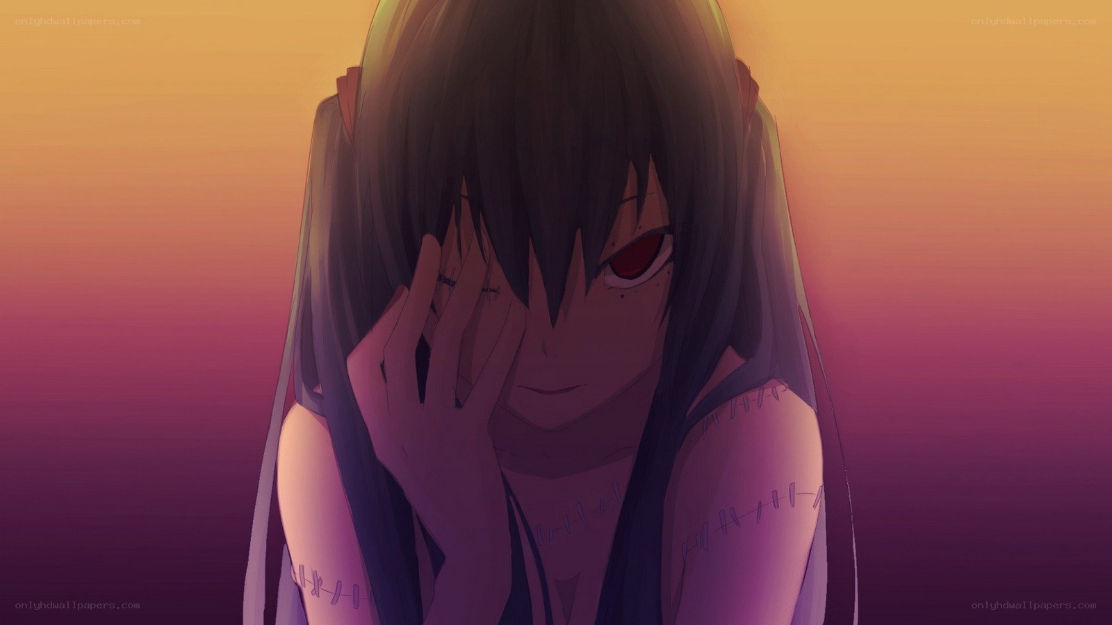 anime character with red eye