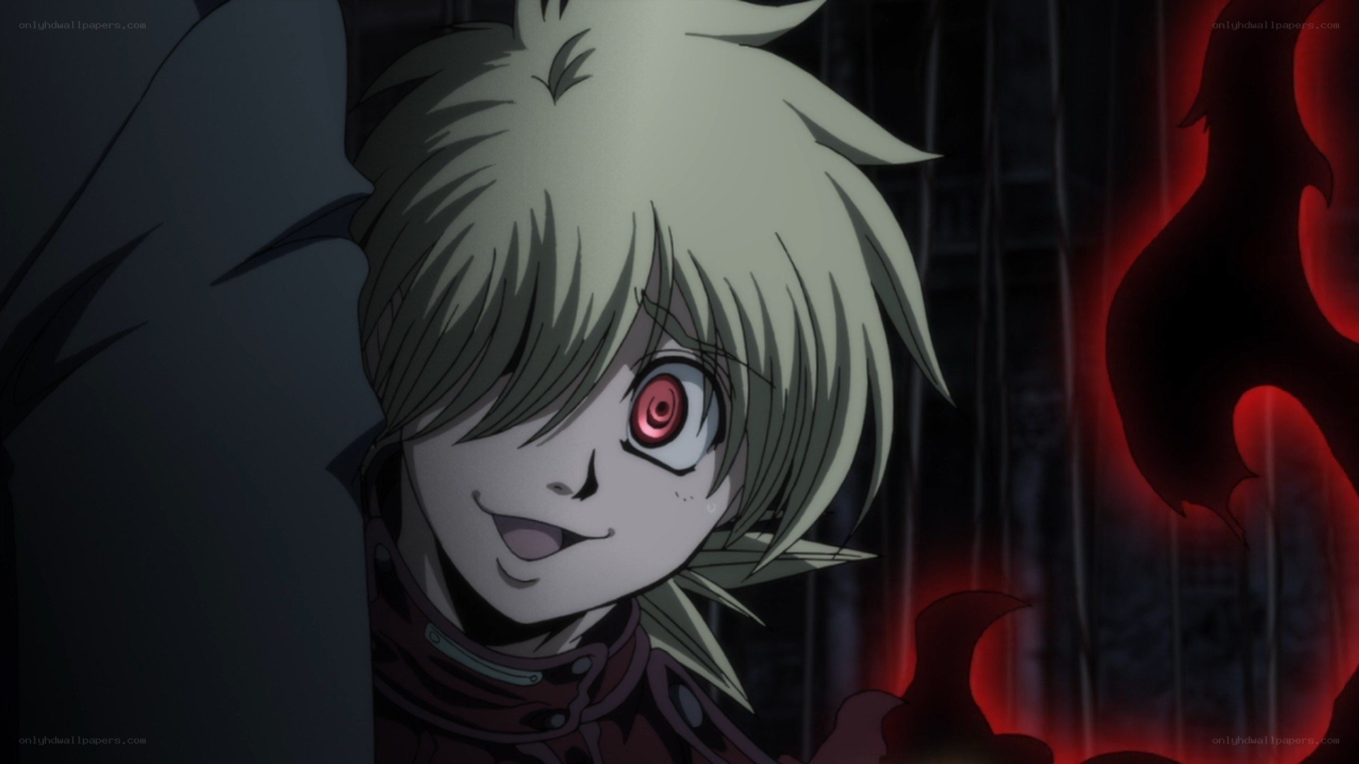 anime character with red eye