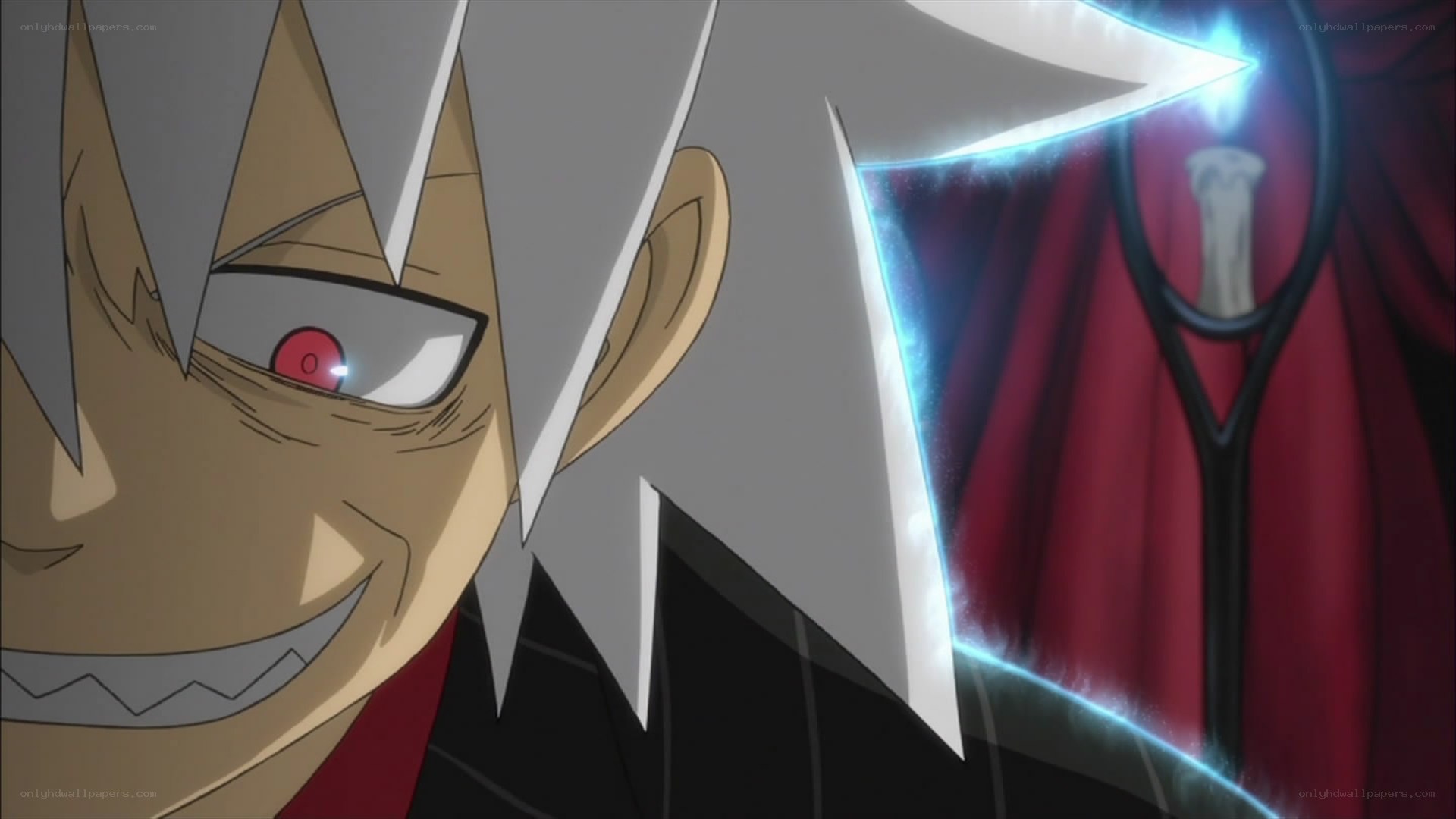 anime character with red eye