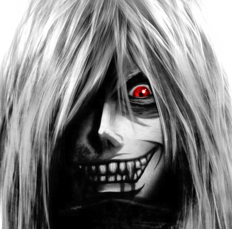 Anime Character with Red Eye — Black, Dark, Menacing