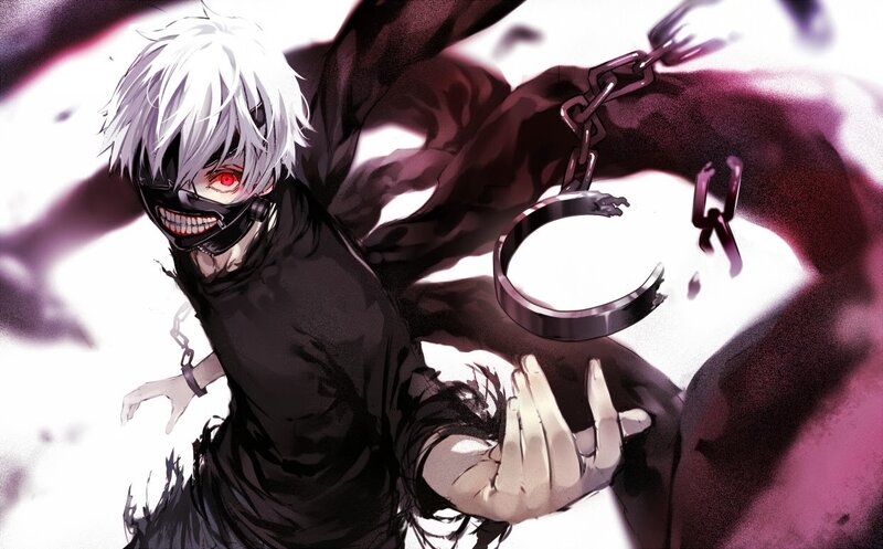 Anime Character with Red Eye — Black, Dramatic, Manga, Mask