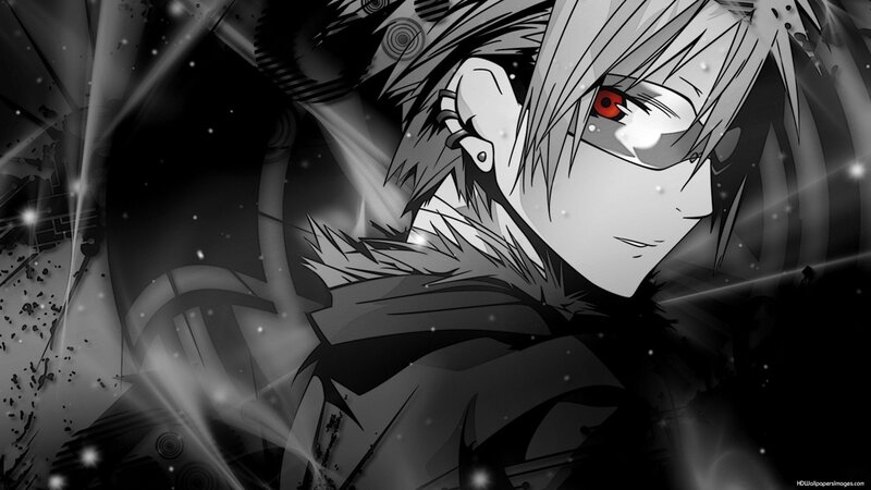 Anime Character with Red Eye — Black, Dramatic, Manga, Red Eye, Spiky Hair