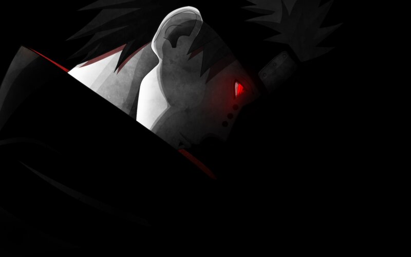 Anime Character with Red Eye — Black, Dramatic, Night, Red Eye, Spiky Hair