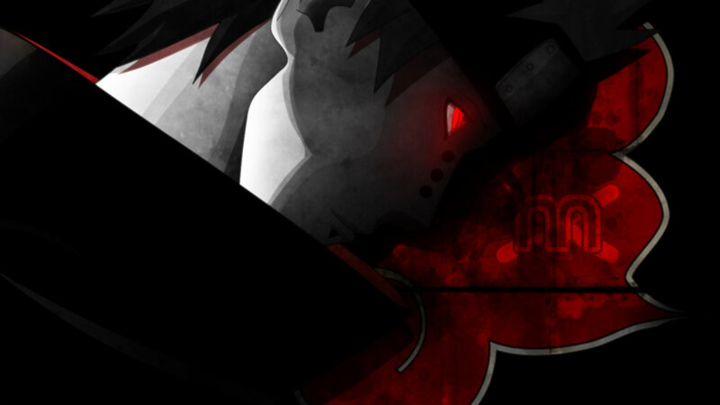 Anime Character with Red Eye — Black, Dramatic, Night, Red Eye