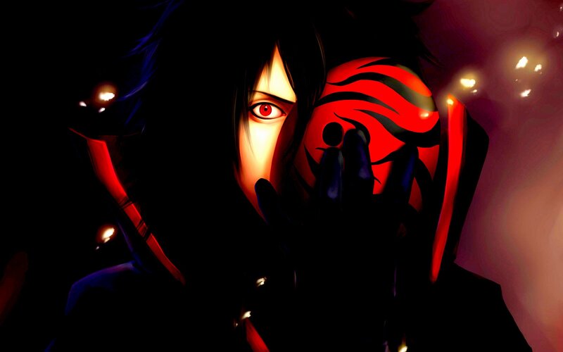 Anime Character with Red Eye — Black, Dramatic, Night, Red Eyes, Mask