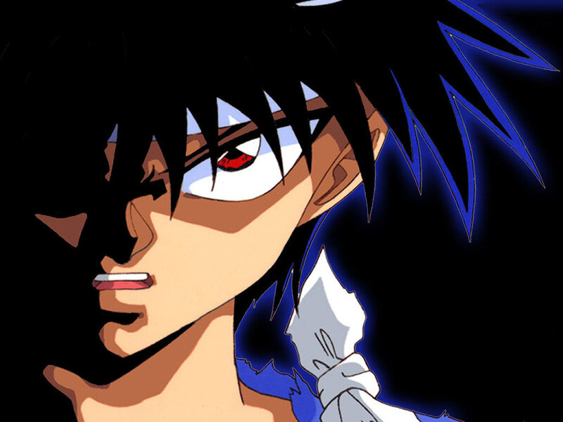Anime Character with Red Eye — Black, Dramatic, Red Eye, Spiky Hair