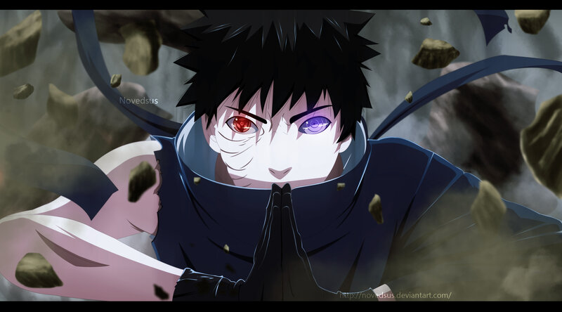 Anime Character with Red Eye — Black, Dramatic, Rocks