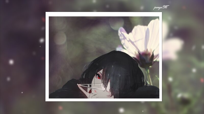 Anime Character with Red Eye — Black, Melancholic