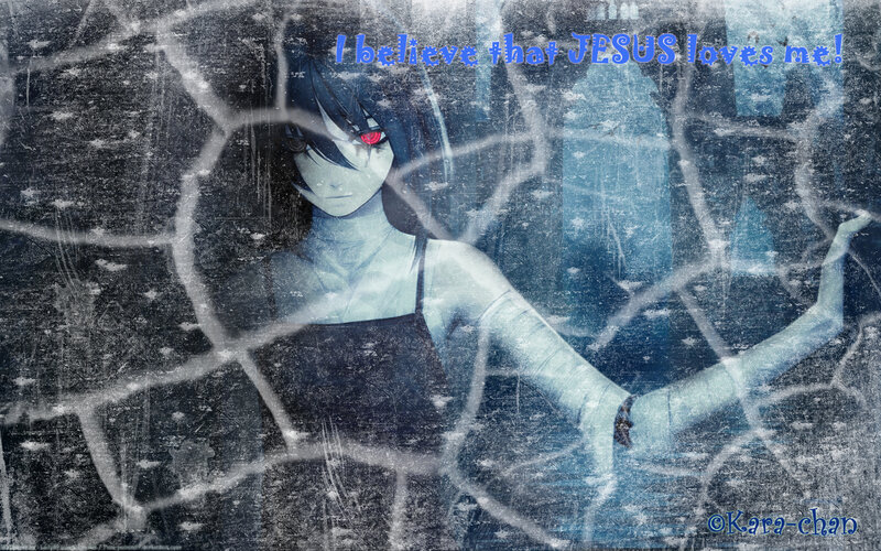 Anime Character with Red Eye — Blue