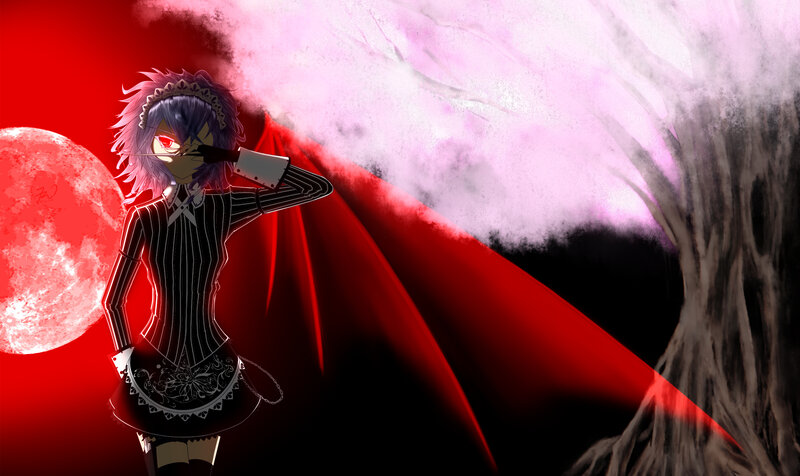 Anime Character with Red Eye — Dramatic, Night