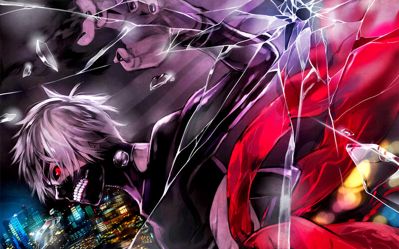 Anime Character with Red Eye — Purple, Dramatic, Night, Manga