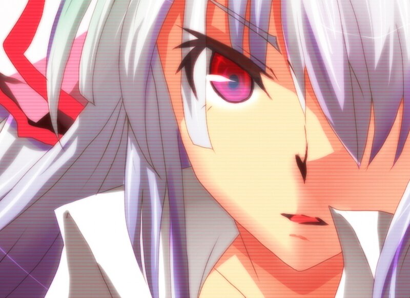 Anime Character with Red Eye — Purple, Dramatic, Silver Hair