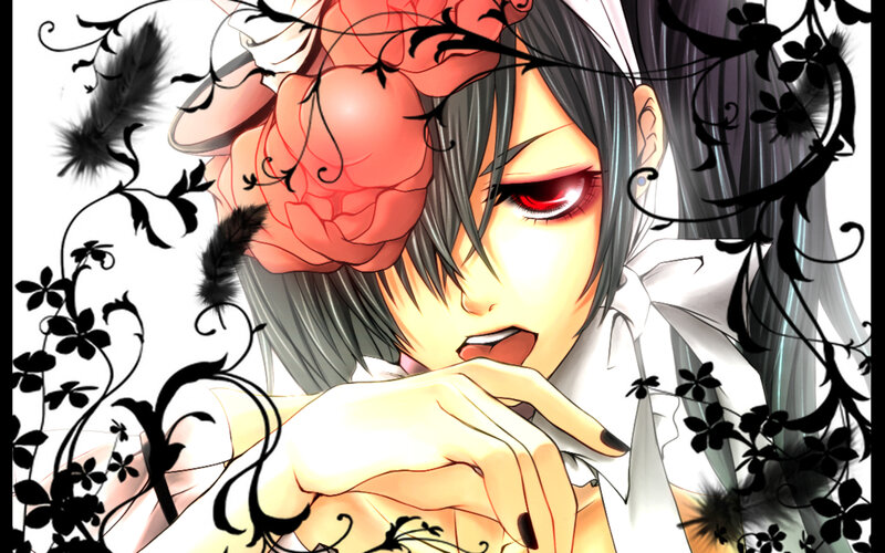 Anime Character with Red Eye — White, Dramatic