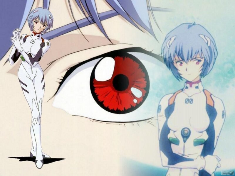 Anime Character with Red Eye — White