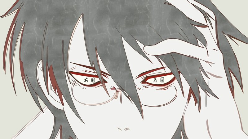 anime character with red eyes