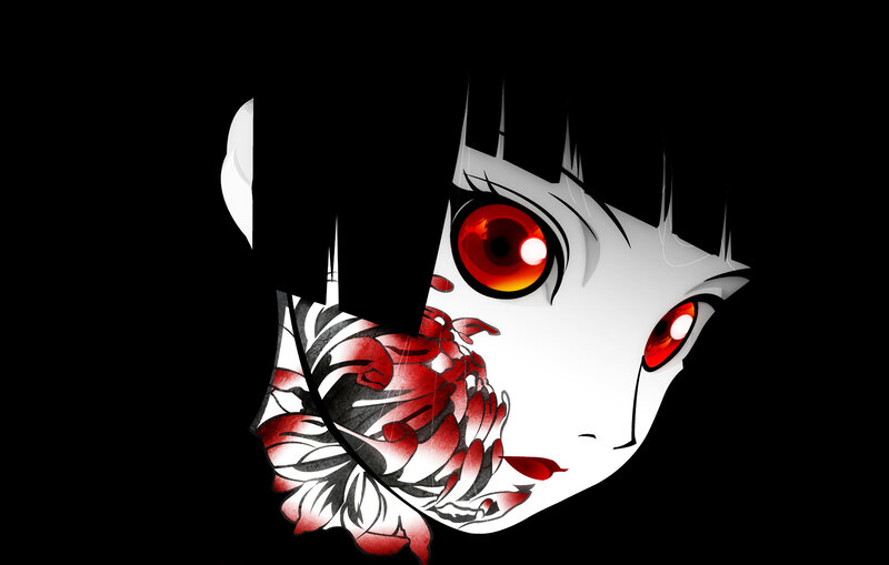 anime character with red eyes