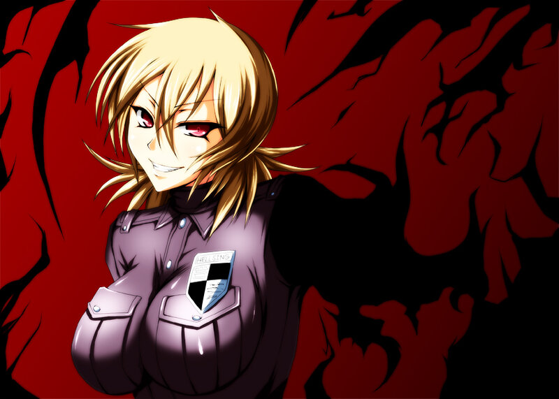 anime character with red eyes