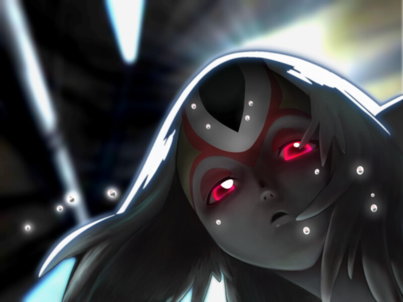 anime character with red eyes