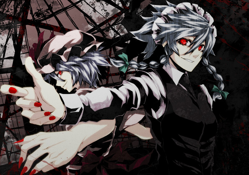 anime character with red eyes