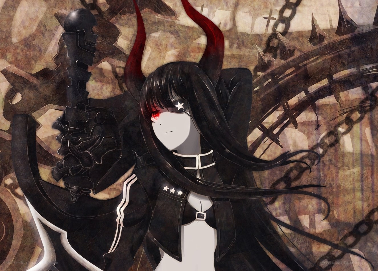 anime character with red eyes