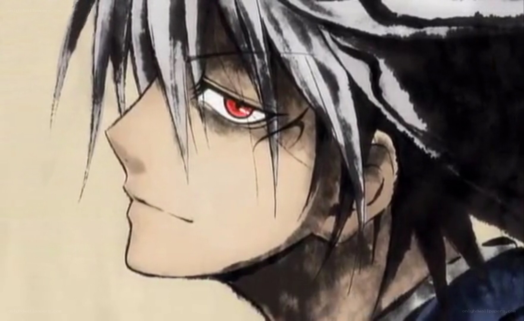 anime character with red eyes
