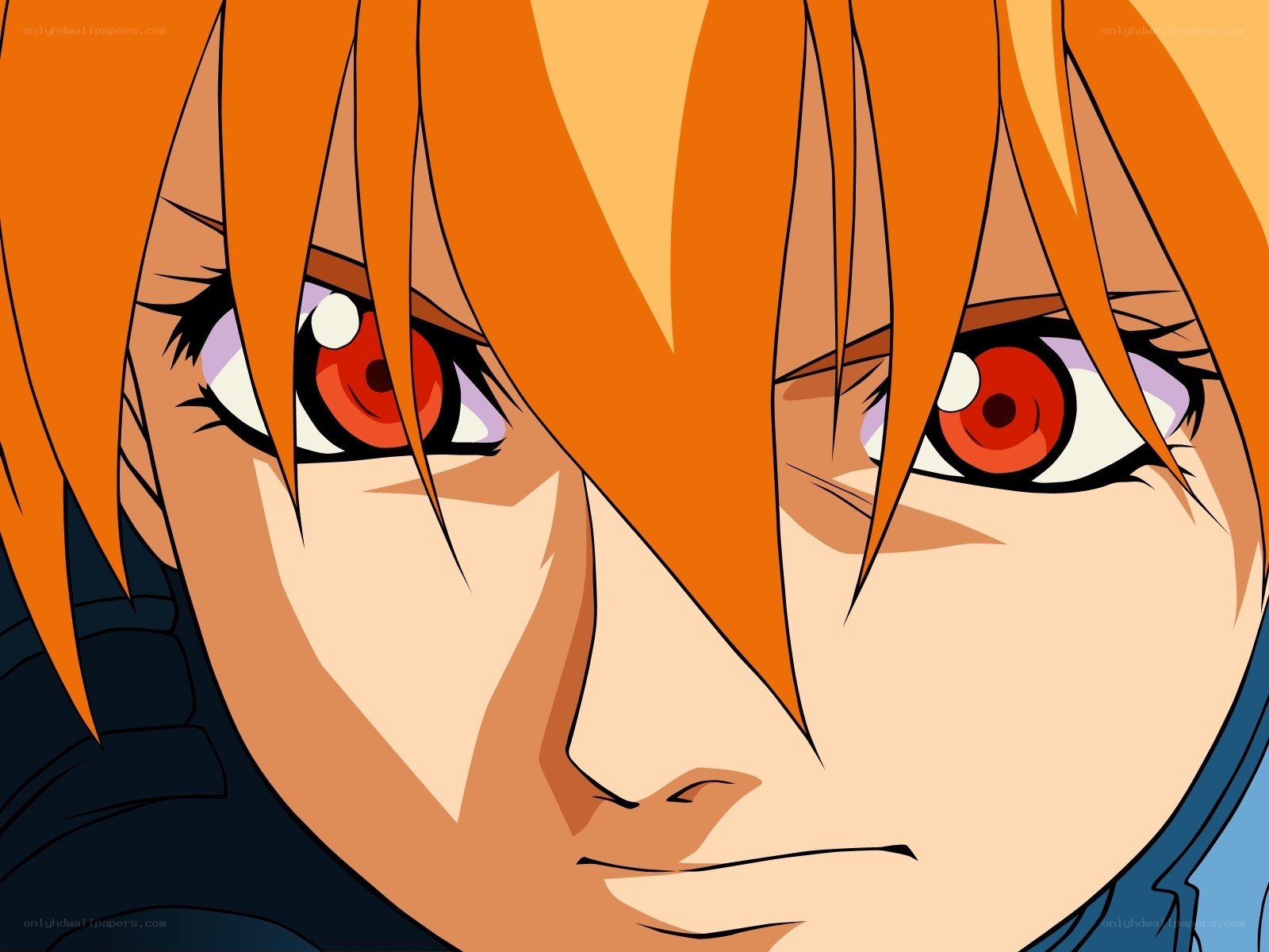 anime character with red eyes