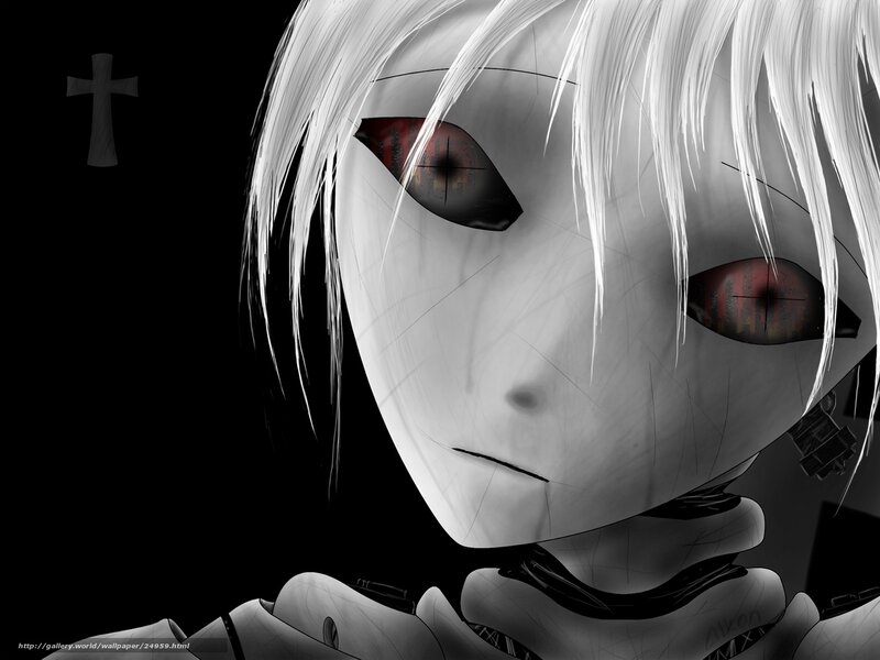anime character with red eyes