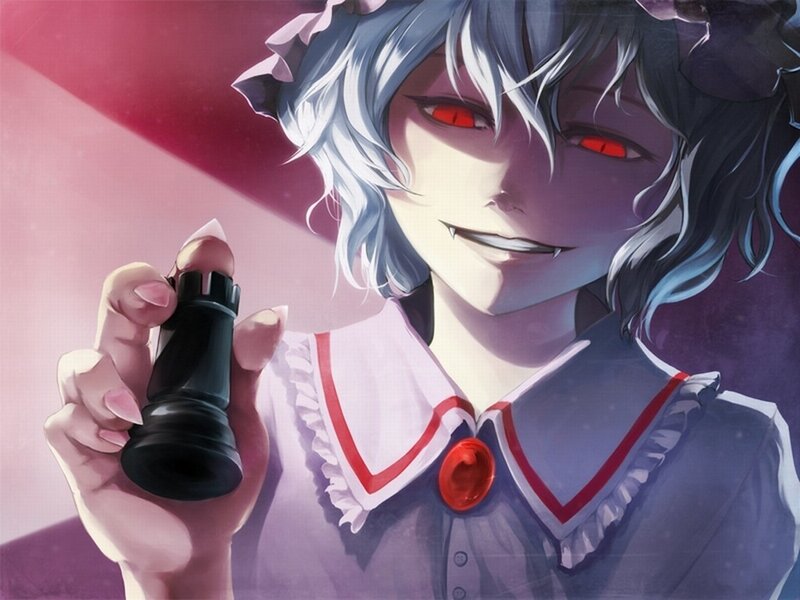 anime character with red eyes