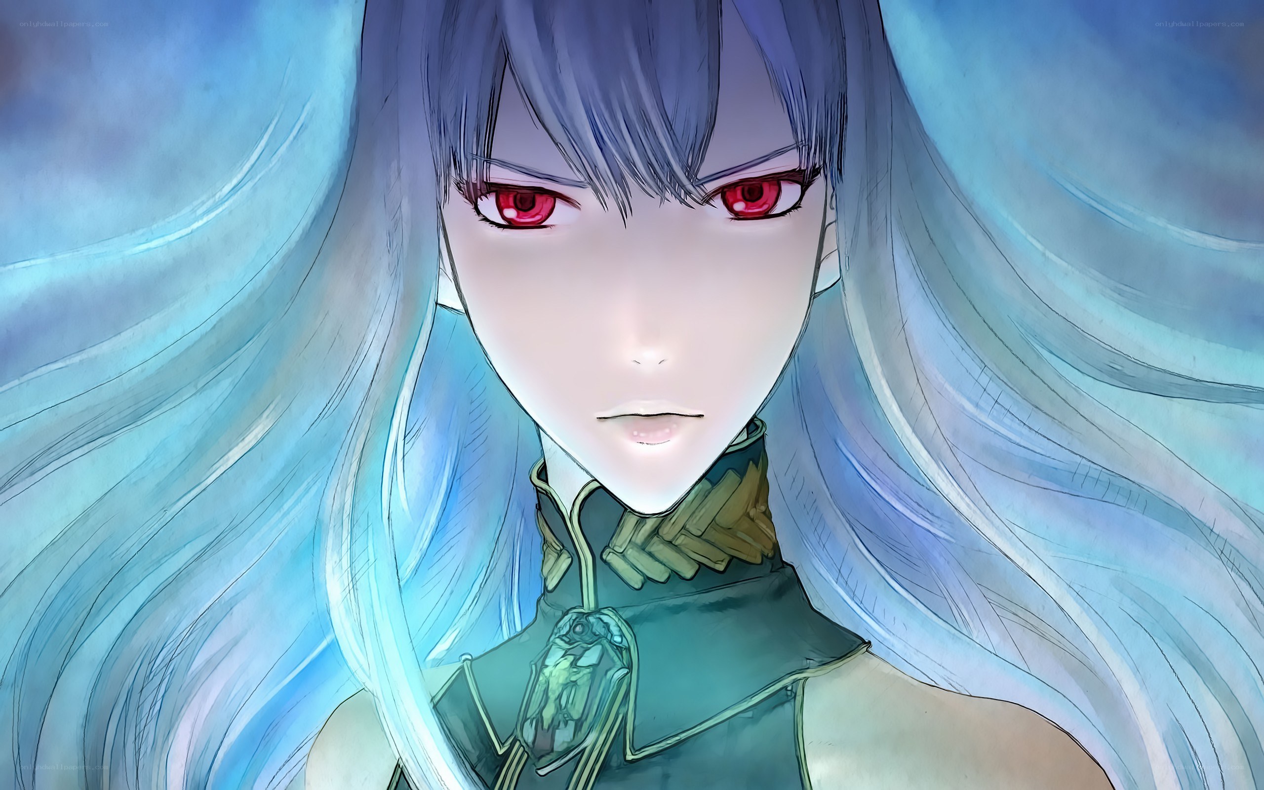 anime character with red eyes