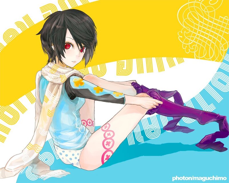 anime character with red eyes