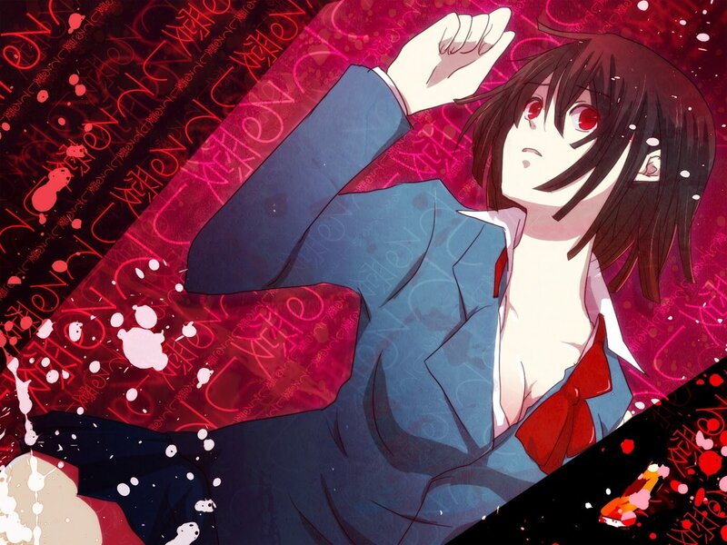 anime character with red eyes
