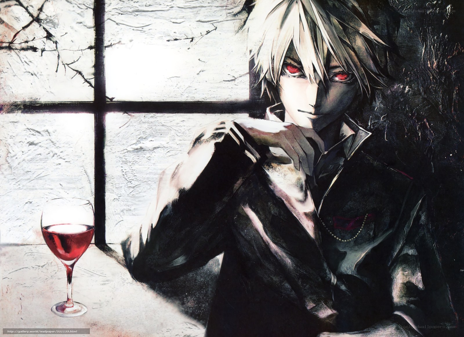 anime character with red eyes