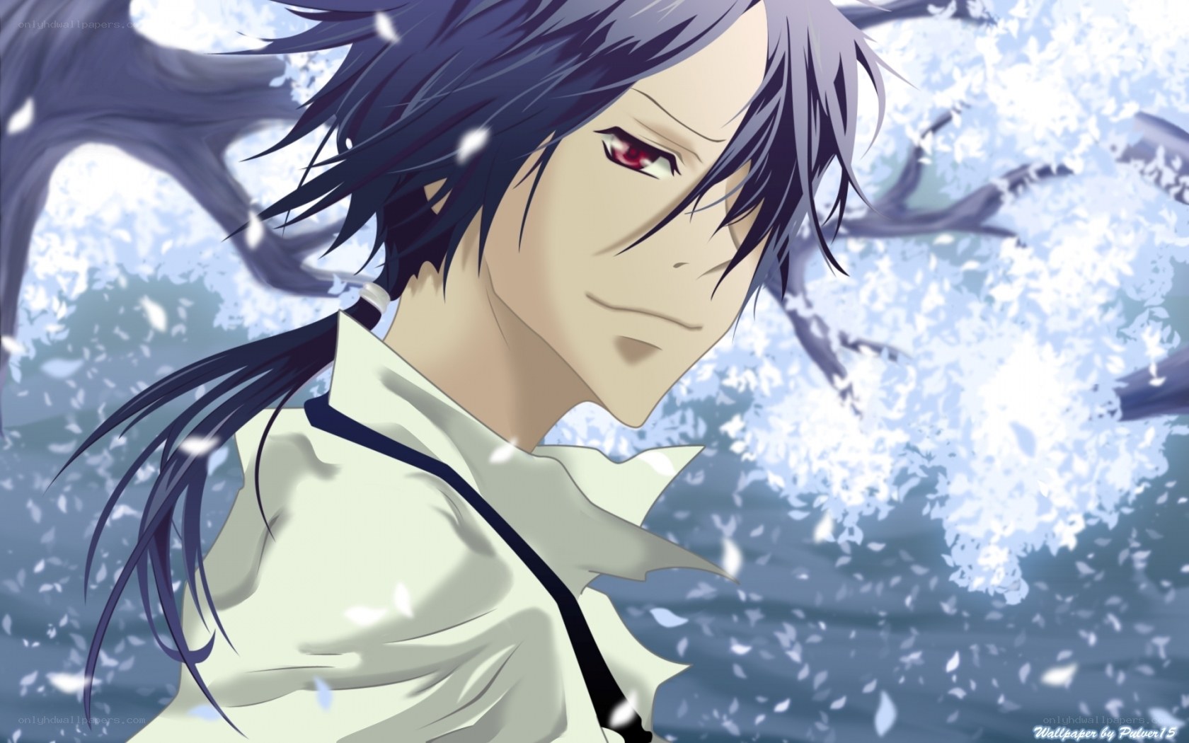 anime character with red eyes