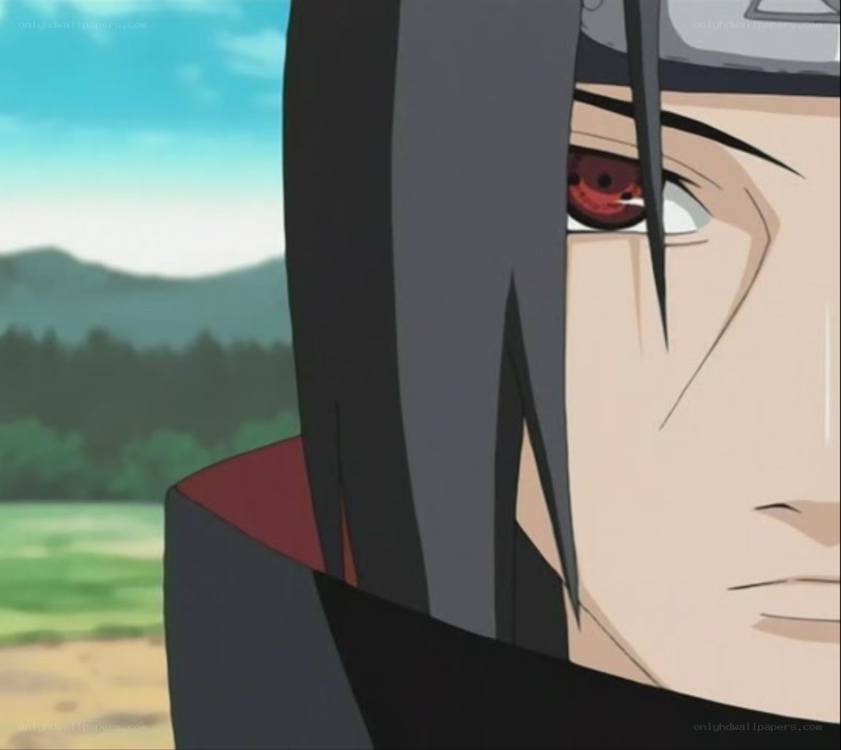 anime character with red eyes