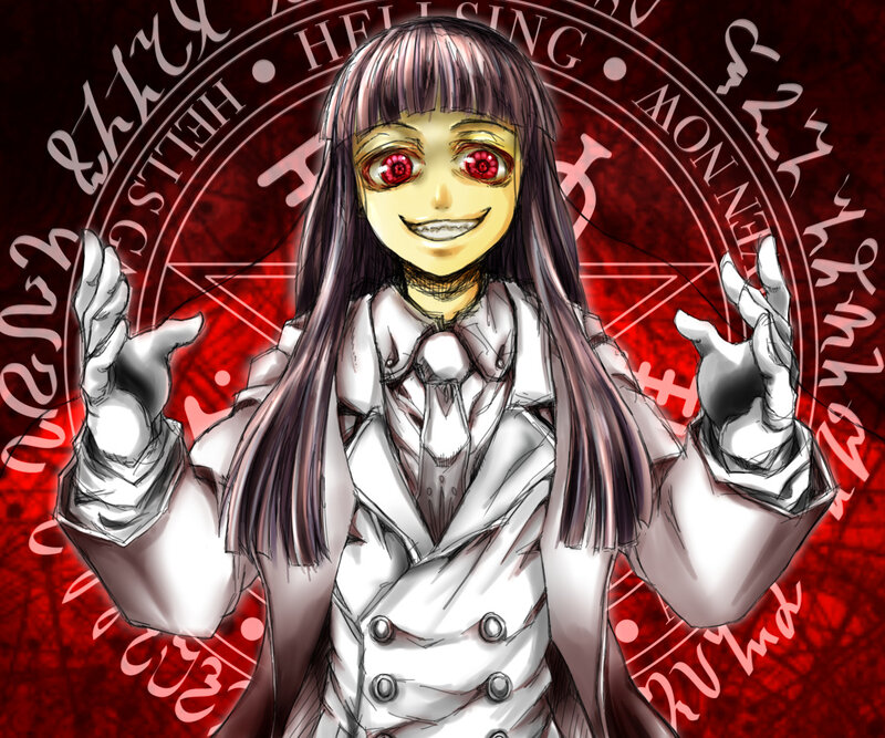 anime character with red eyes