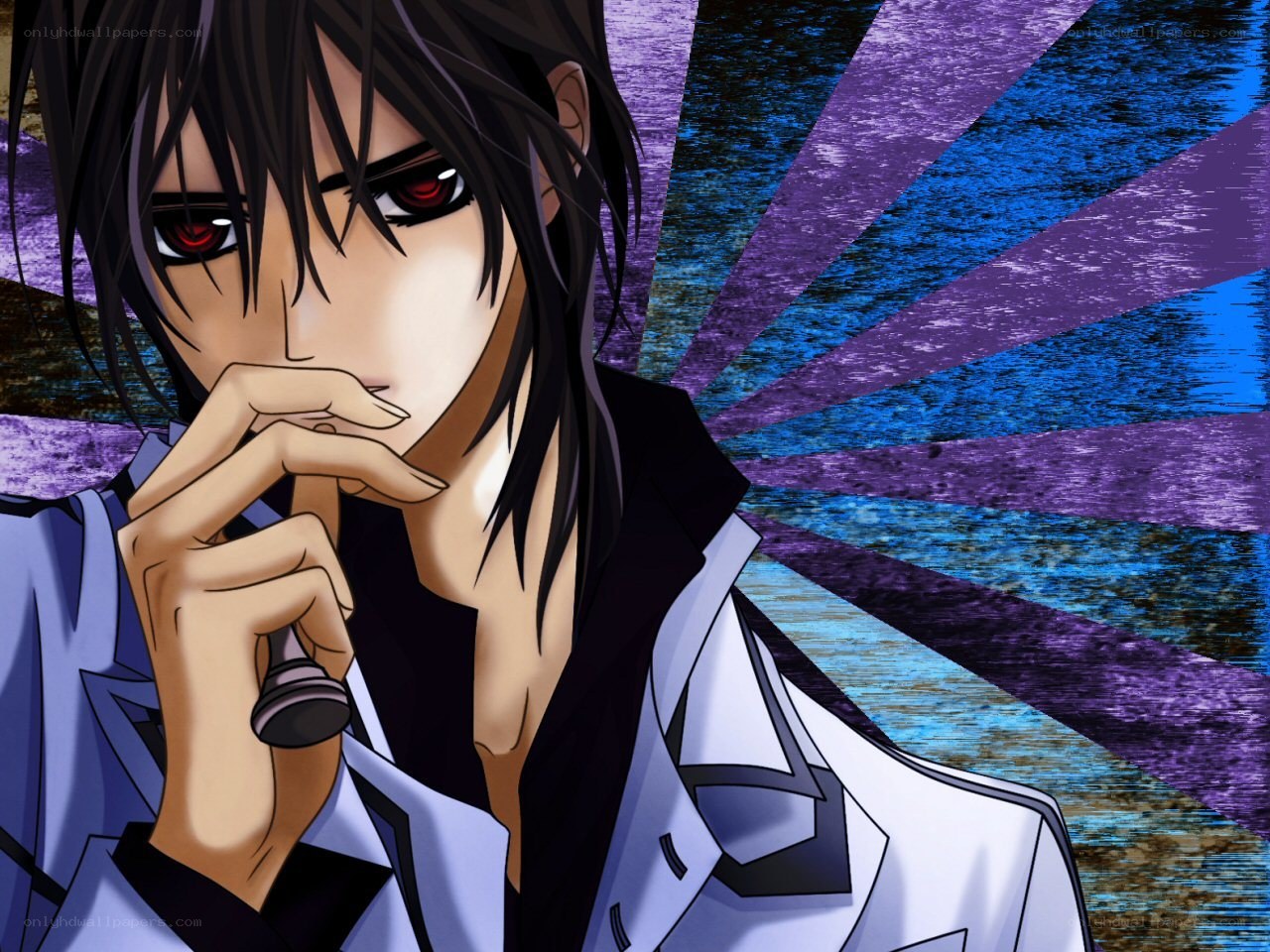 anime character with red eyes