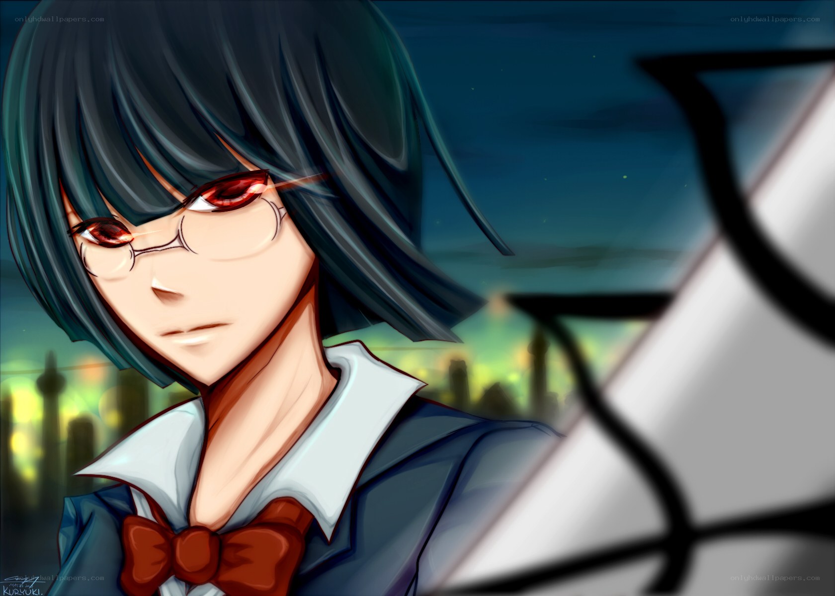 anime character with red eyes