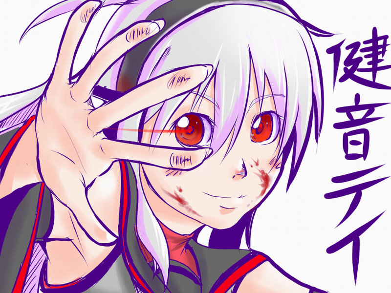 anime character with red eyes