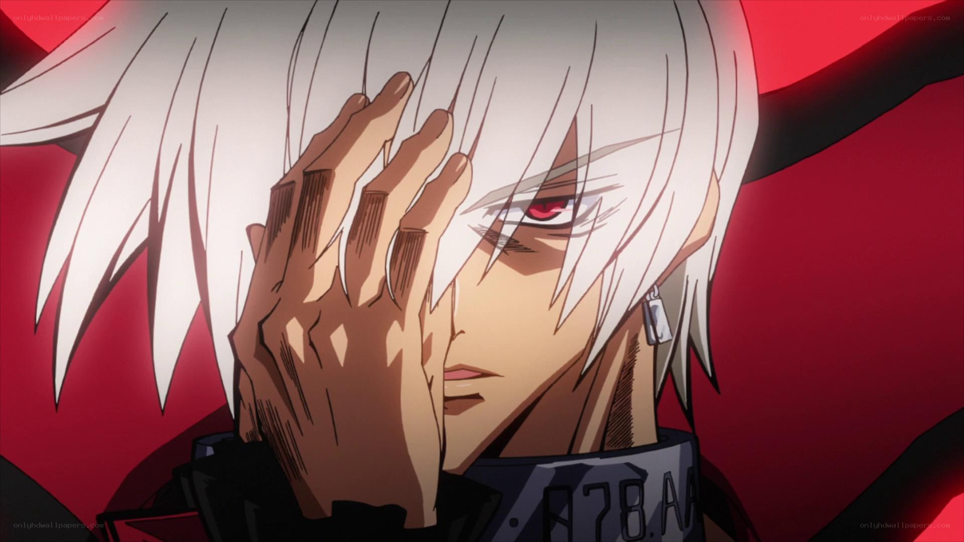anime character with red eyes