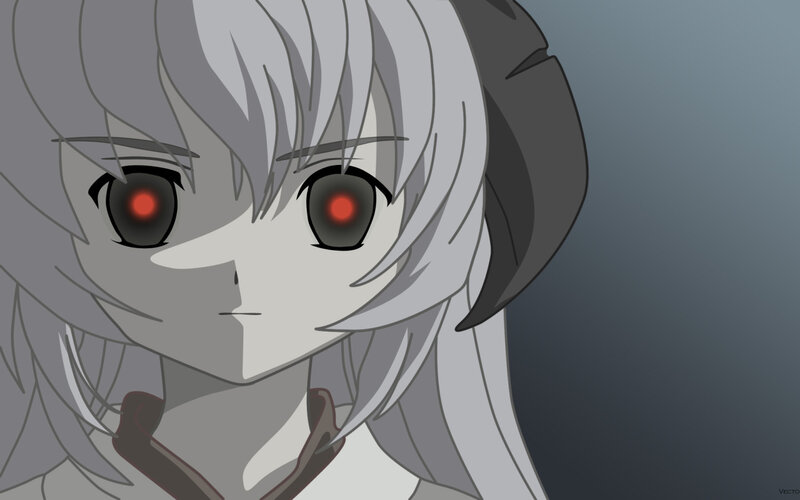 anime character with red eyes