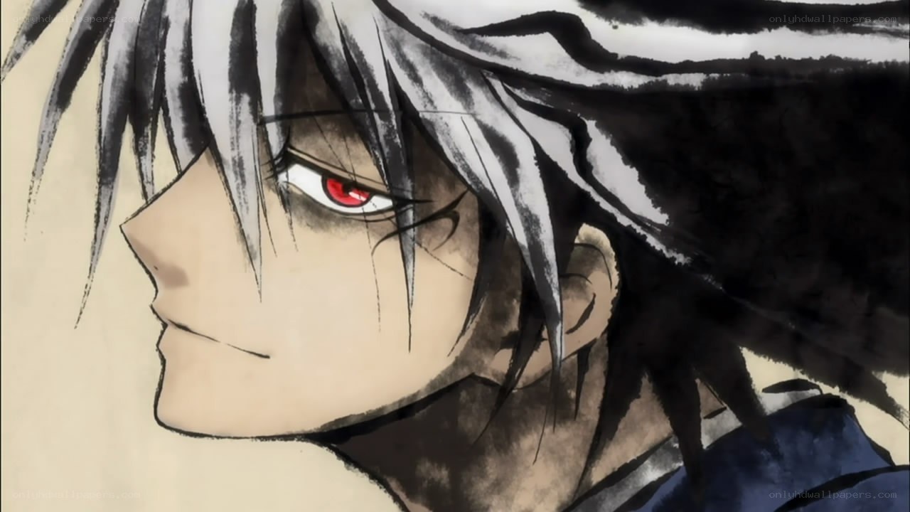 anime character with red eyes